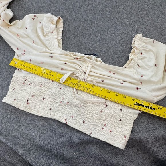 New, Arizona Jean Co Crop Top Long Sleeve X-Large Junior Ivory Floral MSRP $34‎ - Picture 9 of 12